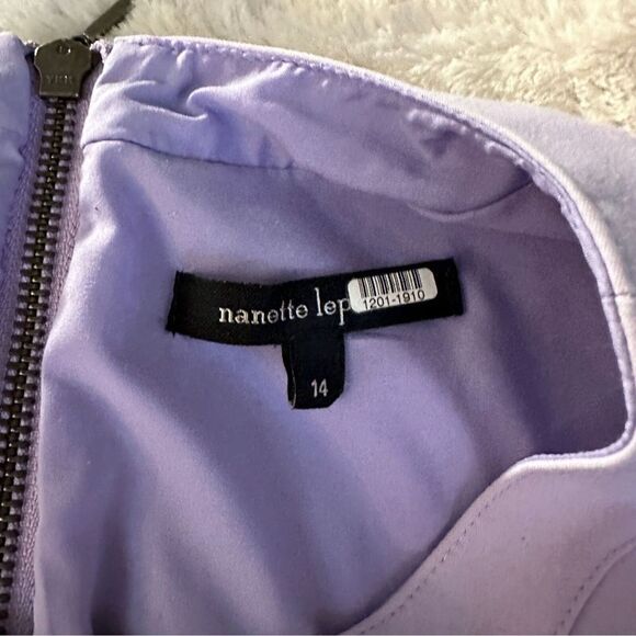 Nanette Lepore Lavender Purple Round Neck Mini Dress Size 14 Tea Time Wedding - Picture 10 of 14
